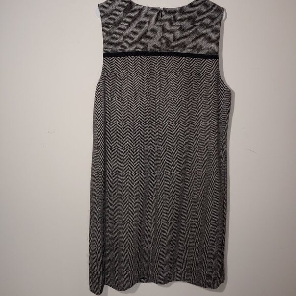 Talbots Wool Blend Houndstooth Full Back Zip Sleeveless Midi Dress Size 16 Black - Picture 5 of 7